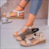 Fashion Shining Crystal Wedge Sandals for Women Summer 2025 Elastic Band Non Slip Beach Sandalias Mujer Fashion Pearl Decor Party Shoes