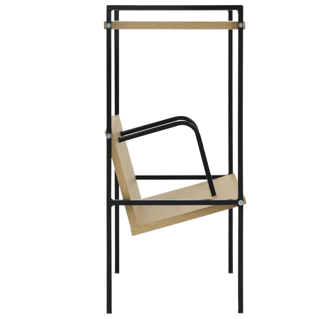 Bookshelf with 2 Shelves Black & Oak Finish 52 X 28 X 59 Cm Engineered Wood