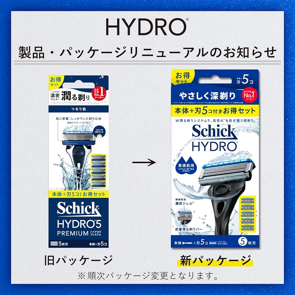 Schick Hydro Combo Pack Men's Razor with 5 Blades for Normal Skin