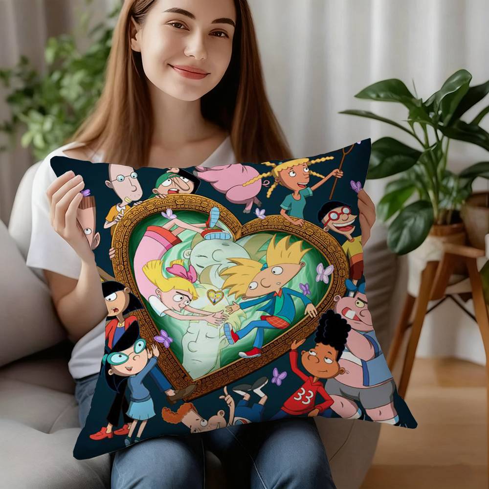 

HOT Cartoon H-Hey ArnoldS Pillow Case Short Plush Sofa Decorative Gift Home Double-sided Printing Cushion 12x12Inch