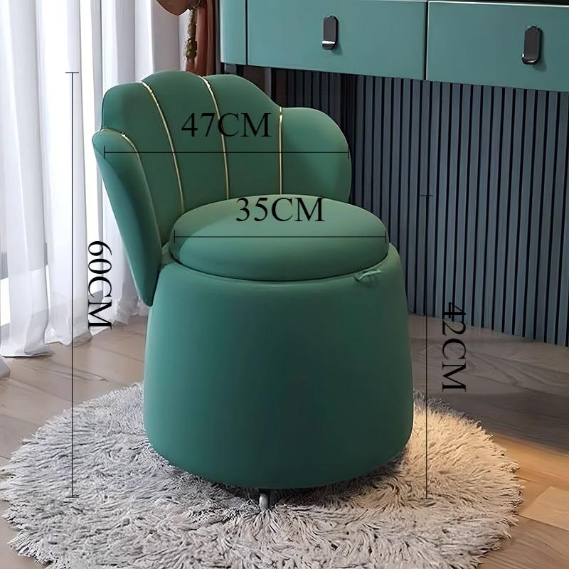 Wooden Stool with Storage Space Makeup Backrest Stool with Wheels Removable Portable Shoe Changing Footstool Home Furniture