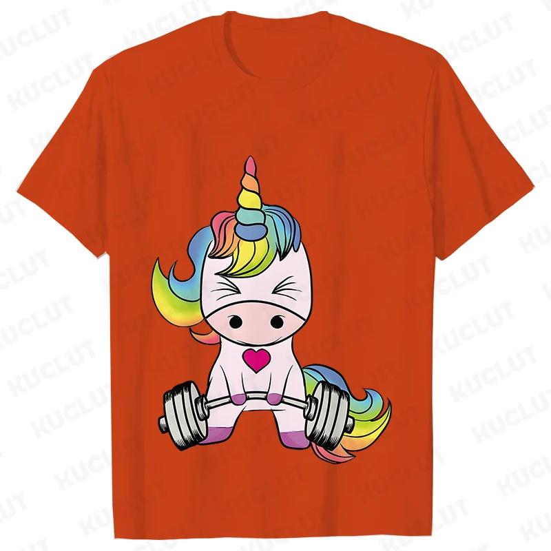 Unicorn Gym Shirts for Women Unicorn Weightlifting T-shirts Trainer Fitness Workout Tshirts Summer Fashion T Shirt for Women