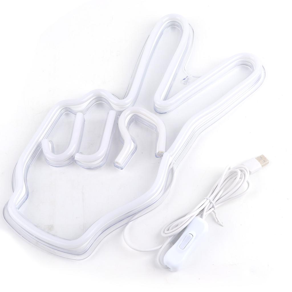 Neon Sign Light Innovative Victory Gesture Decorative Lamp USB Powered for Bedroom Cabinet Shelf