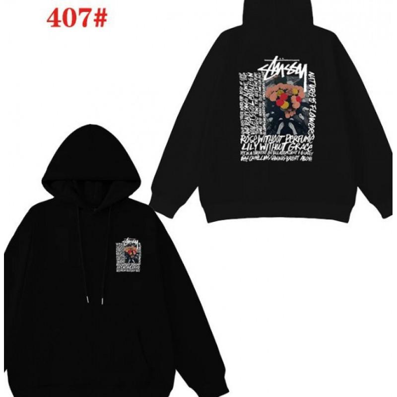 Classic Print Hooded Sweatshirt Teens Unisex Loose Fit Cotton Pullover Streetwear