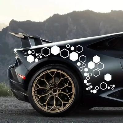 52 stuks honingraat auto vinyl stickers grote en kleine combinatie hexagonale stickers doe-het-zelf auto body coole styling open stijl decoratie