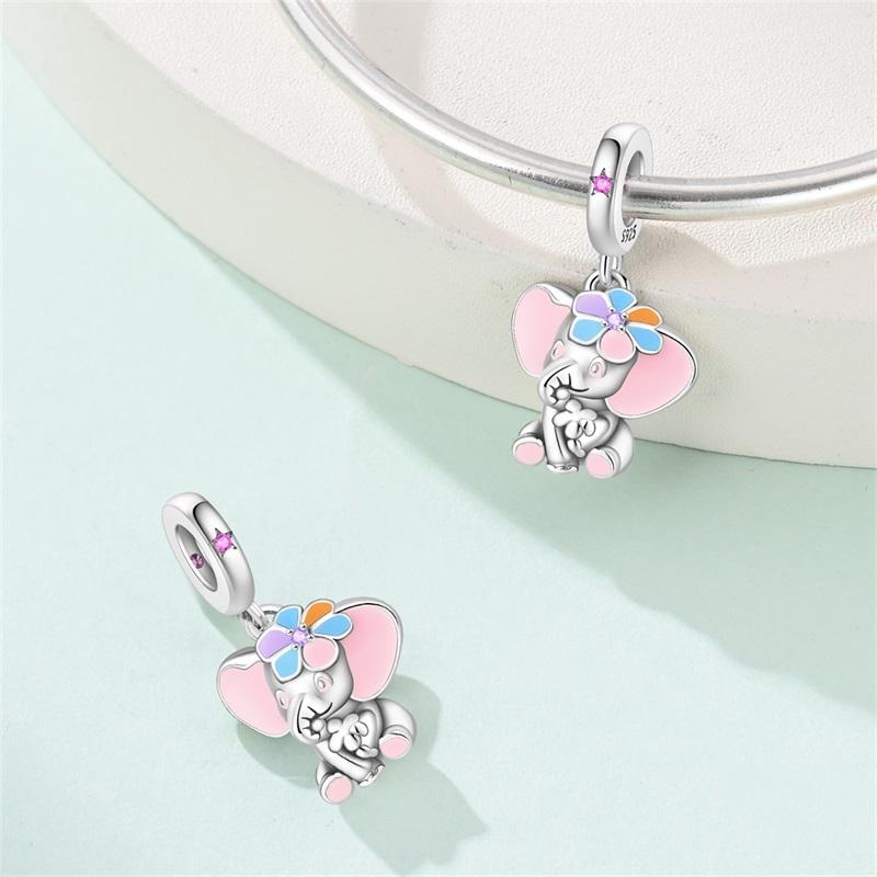 Copper Cute Mascot Elephant Talisman Charm Pendants Fit Diy Bracelet Necklace Jewelry For Women Birthday Gift
