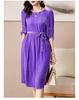 Silk Velvet Women's Dress with Belt & 3/4 Sleeves - Autumn Winter Collection