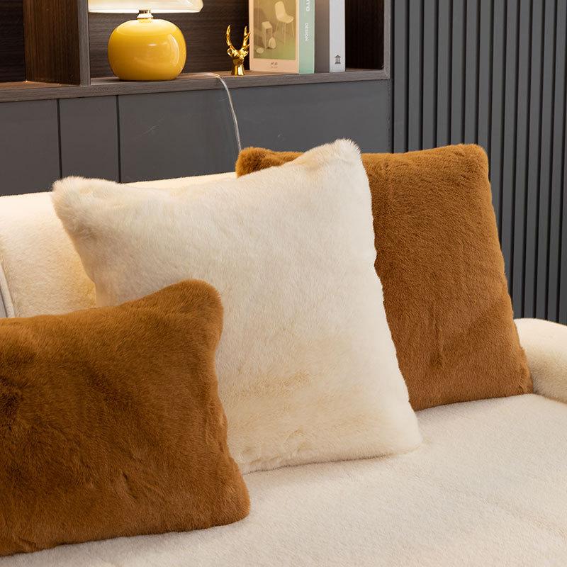 High-End Entry Lux Mink Fur Thickened Fleece Sofa Cushion Winter Sofa Cover Full Covered Cloth