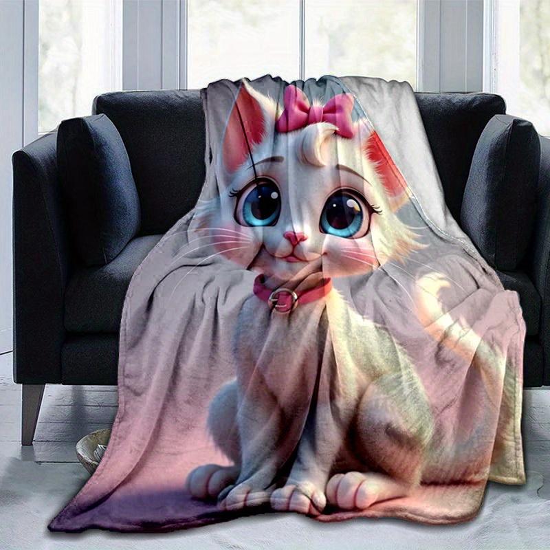 1pc Cute Cartoon Cat Blanket, Seasonal Universal Home Decoration Blanket, Throw Blanket, for Decorating Your Own Sofa and Living Room, Super