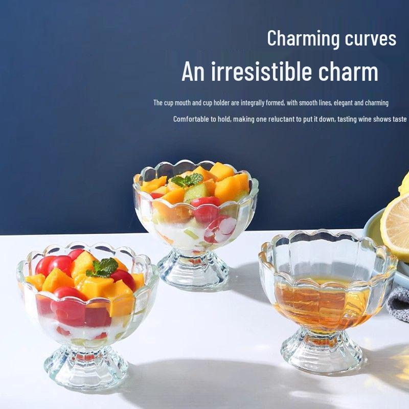 Minimalist Glass Dessert and Yogurt Cup for Salads and Ice Cream