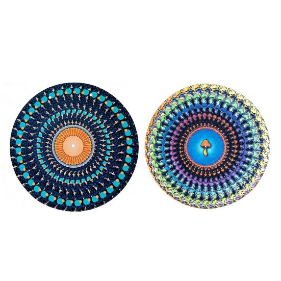 2/3 Peças Slipmat Animado Zoetrope 12 polegadas Ilusão Óptica Tapete de Toca-discos Slipmat de Vinil Animado com Efeito de Movimento Zoetrope Disco Visual Cinético