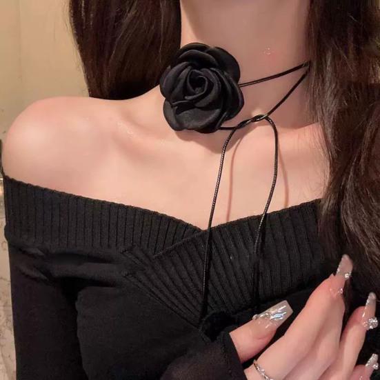 Kamelie Faux Perle Damen Halskette Vintage Französisch Hypoallergen Verstellbar Mädchen Faux Perle Blume Choker Halskette Modeschmuck