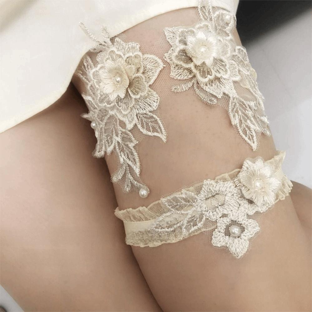 Wedding Lace Garter Ring Rhinestones Thigh Leg Belt Fashion Bride Thigh Garter  For Women
