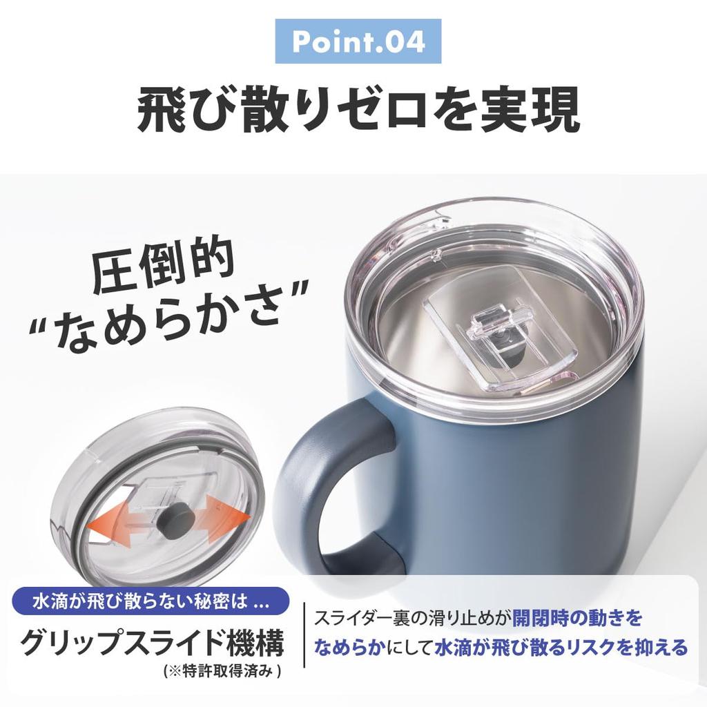 Atlas Stainless Steel with Vacuum Keeps Coffee Hot or Perfect for Hot or Iced Navy Cafe Link Mug, 400ml, Lid, Insulated, Cold, Coffee, Blue,