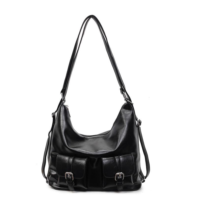 Multi Pocket Solid Color Handbag Single Shoulder Underarm Bag Backpack Fashion