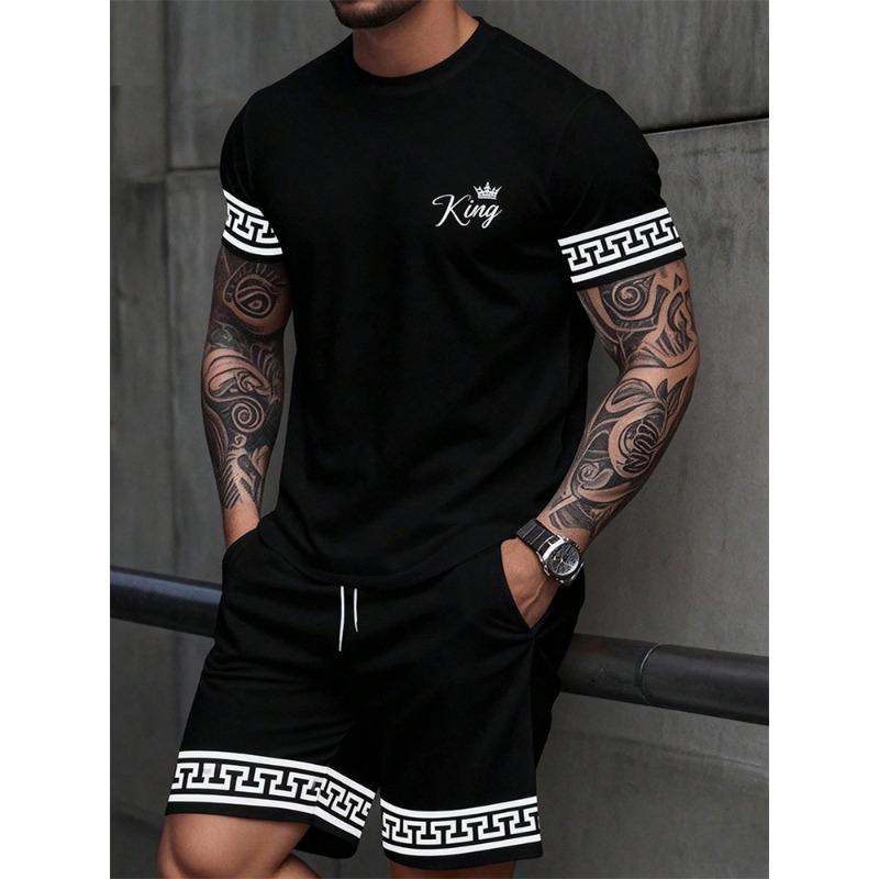 2026 Summer New Arrival Men's Suit Stylish Hip-Hop Style Short-Sleeve Comfortable Fashion Wear Plus Size Athletic Quick-Dry Set
