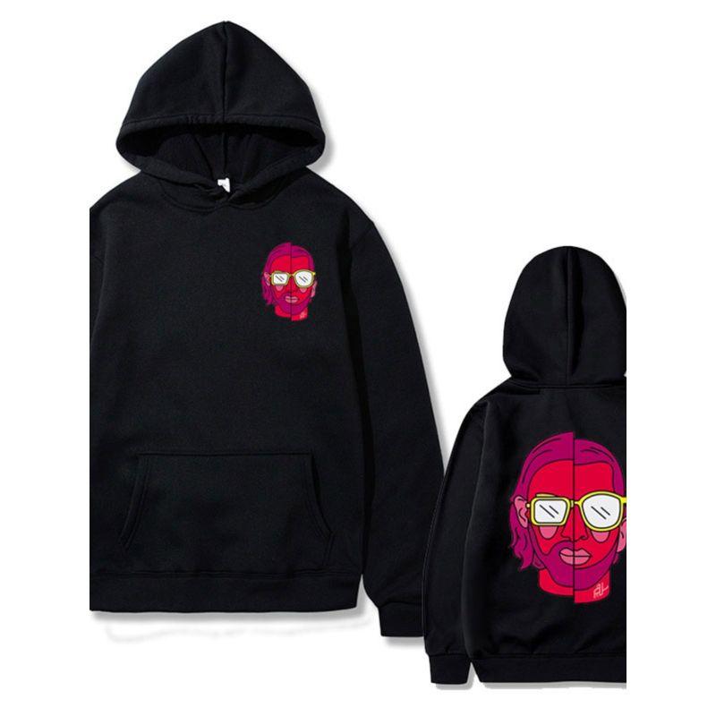 

Printed Pullover Loose Hooded Sweater Print Pullover Loose Hoodie Navy blue XXXL