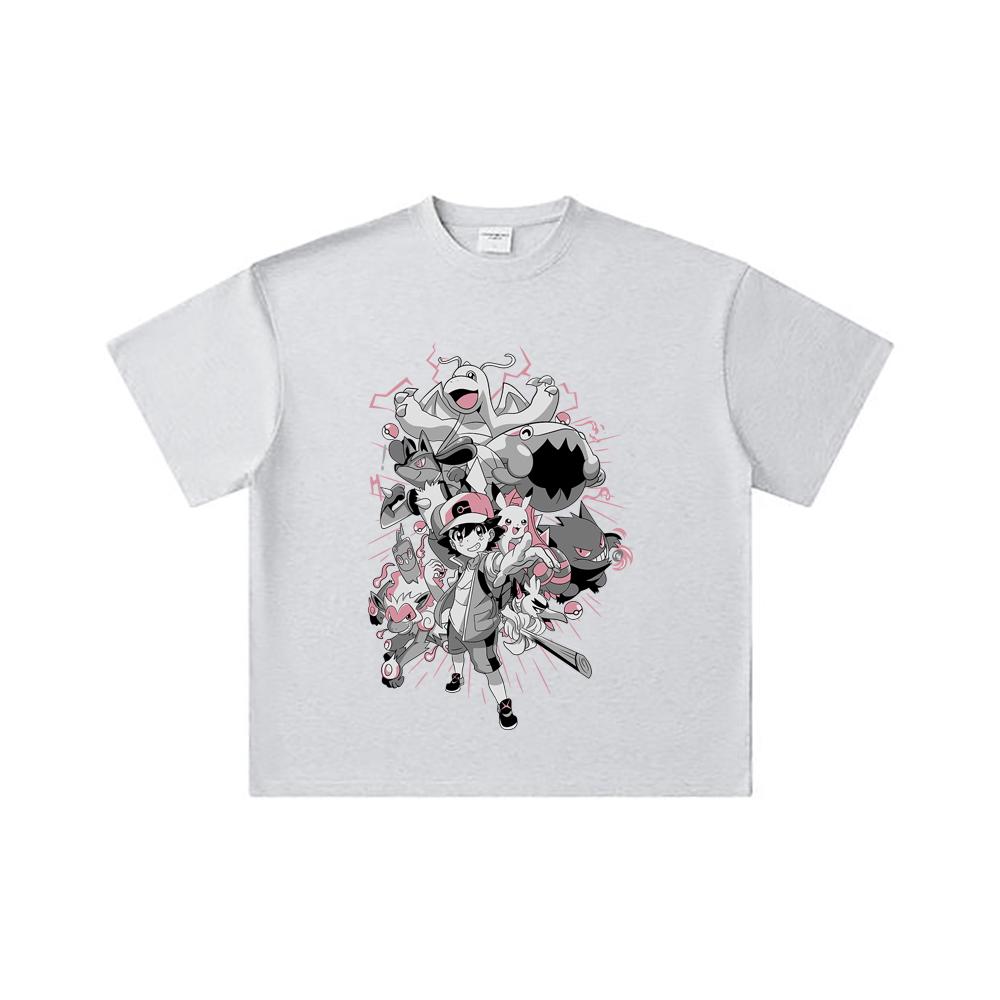 260 GSM Double Yarn 32 Count 100% Cotton Pokemon V20 Print Unisex Heavy Cotton T Shirt