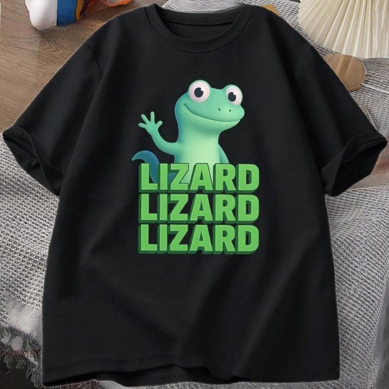 Lizard Lizard Meme TShirt for Unisex Women Funny Weirdcore Y2K Clothes Casual Loose Short Sleeve Cotton T Shirt Round Neck Tops