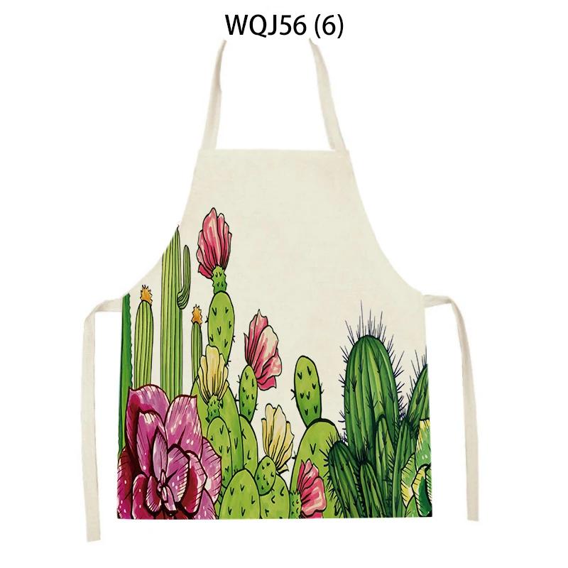 Cactus Pattern Home Cleaning Kitchen Aprons Plant Flowers Adult Kids Waist Bib Baking Accessories Cleaning Antifouling Apron