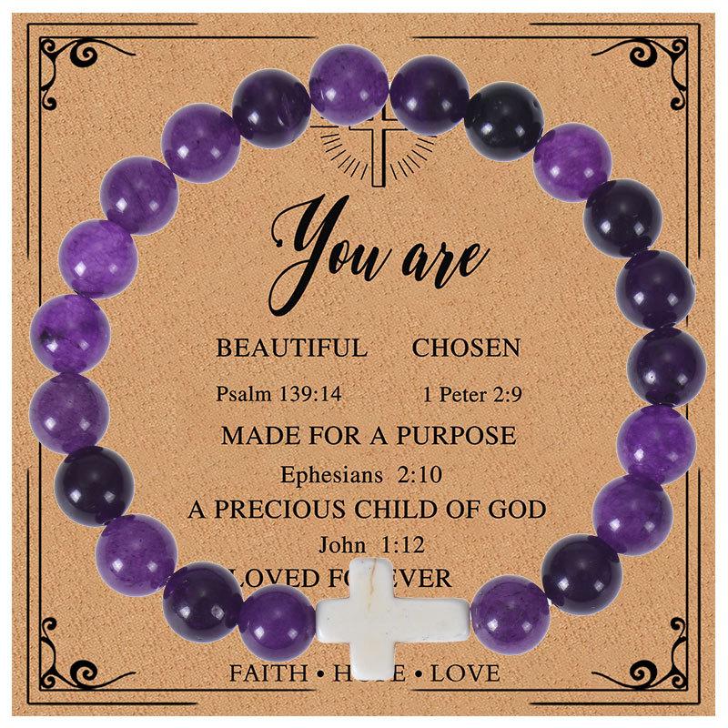 JYL TS Bracelet Vintage  Cross Detail Wards Off Negativity & Brings Peace amethyst spiro диско шар