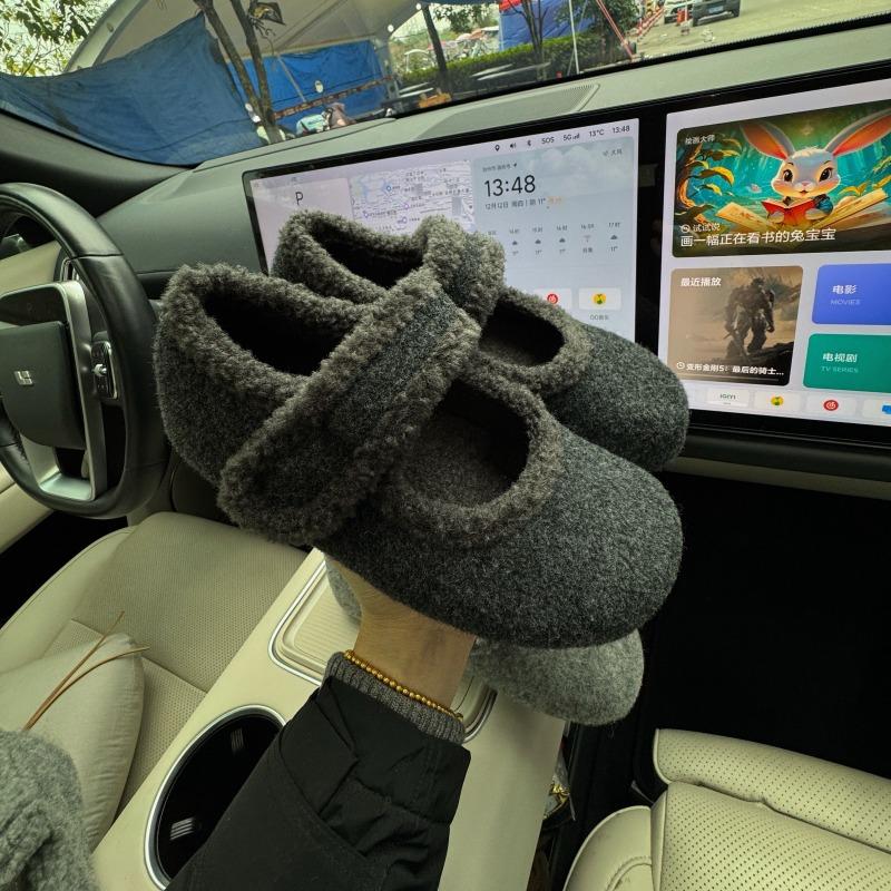 Height-increasing retro woolen velvet women's autumn and winter new snow Mary Jane cotton shoes