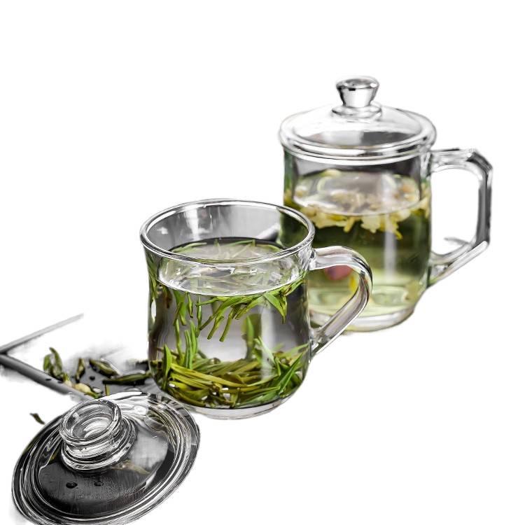 Large-Capacity, High-Temperature Resistant Glass Teacup with Handle and Lid for Men