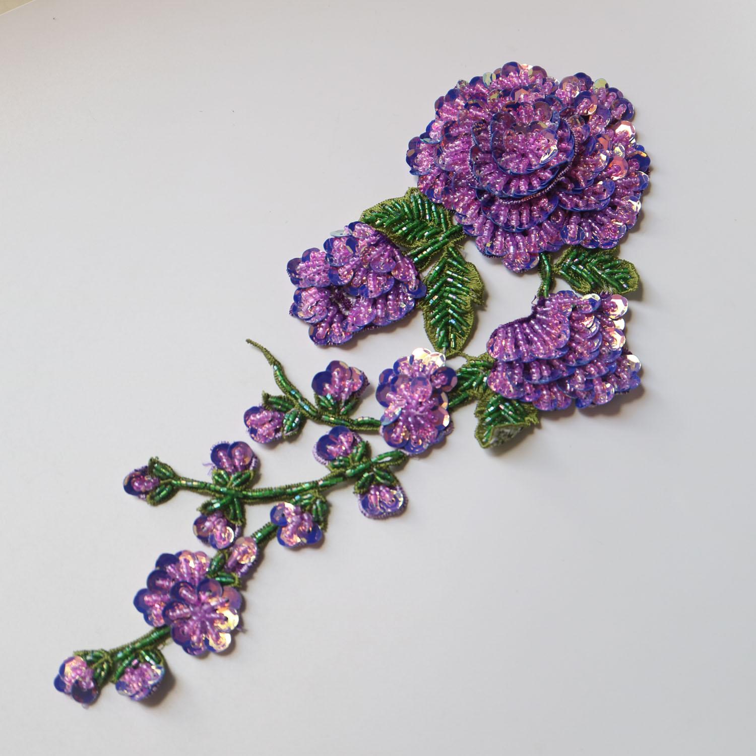 

Fashion luxury handmade pink sew on peony flower patches for clothes DIY sewing beaded appliques jacket Clothing decoration scp фиолетовый
