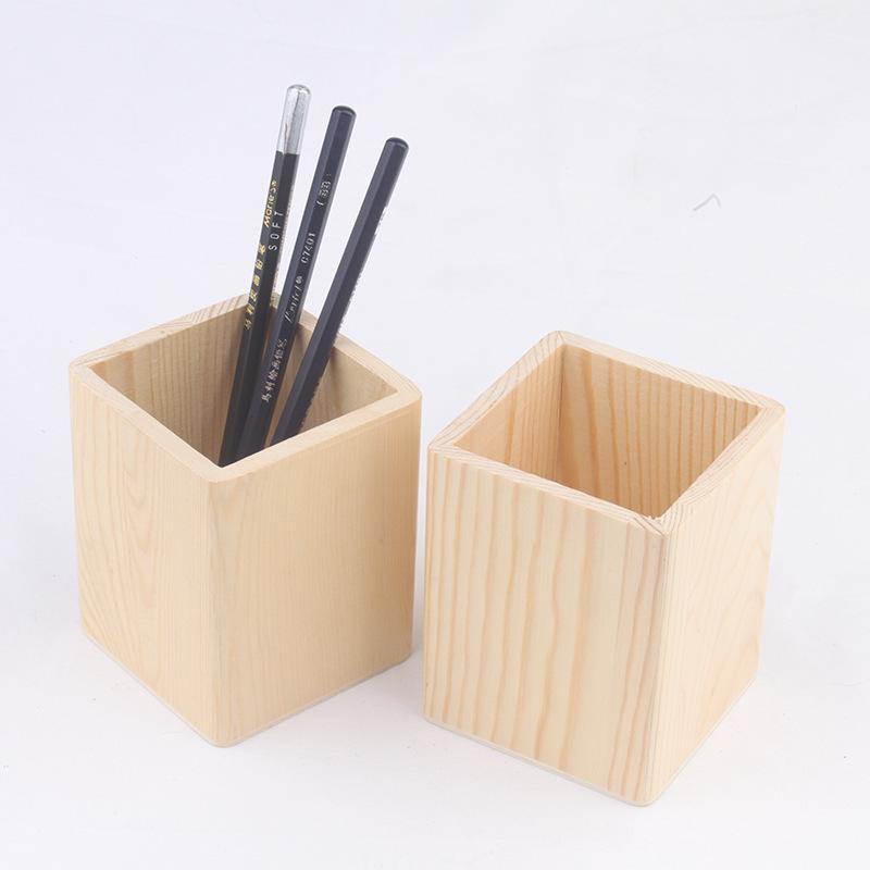 Diamond-Shaped Beech Wood Painted DIY Pen Holder
