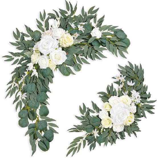 

Терракотовые цветы для свадебной арки (Упаковка из 2 шт.), Искусственный цветочный сваг Приветственная табличка Цветочный сваг Свадебные цветы для свадебной церемонии и арки для приема белый