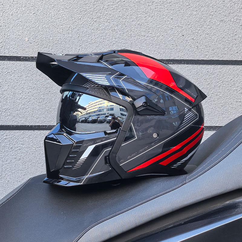 Orz Black Warrior Retro Motorcycle Helmet - Versatile Half/Full Helmet for Men & Women