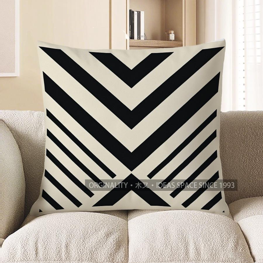 Home Decor Modern Black &amp; White Chevron Patterned Pillow Cover Pattern Cushion Cover Suitable For Sofa Bedroom Car Pillow Cover