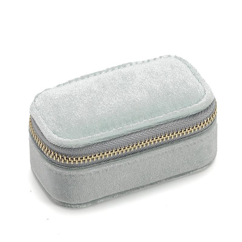 1 STÜCK Mini Samt Ringbox Einlagig Ohrringe Halskette Organizer Schmuck Aufbewahrungskoffer Bonbonfarbe Reißverschlusstasche Reise Tragbar