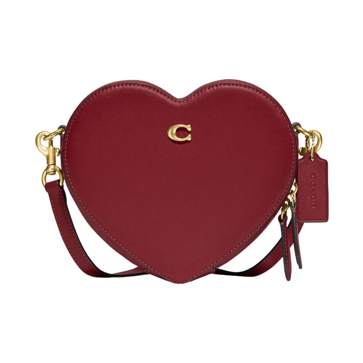 

Coach Series 19 Solid Color Heart Shaped Zipper Closure Glove Tanned Leather Shoulder Crossbody Bag Small Women bags Cherry-Red CE724-B4CY Basic Set (Bag+Dust Bag)