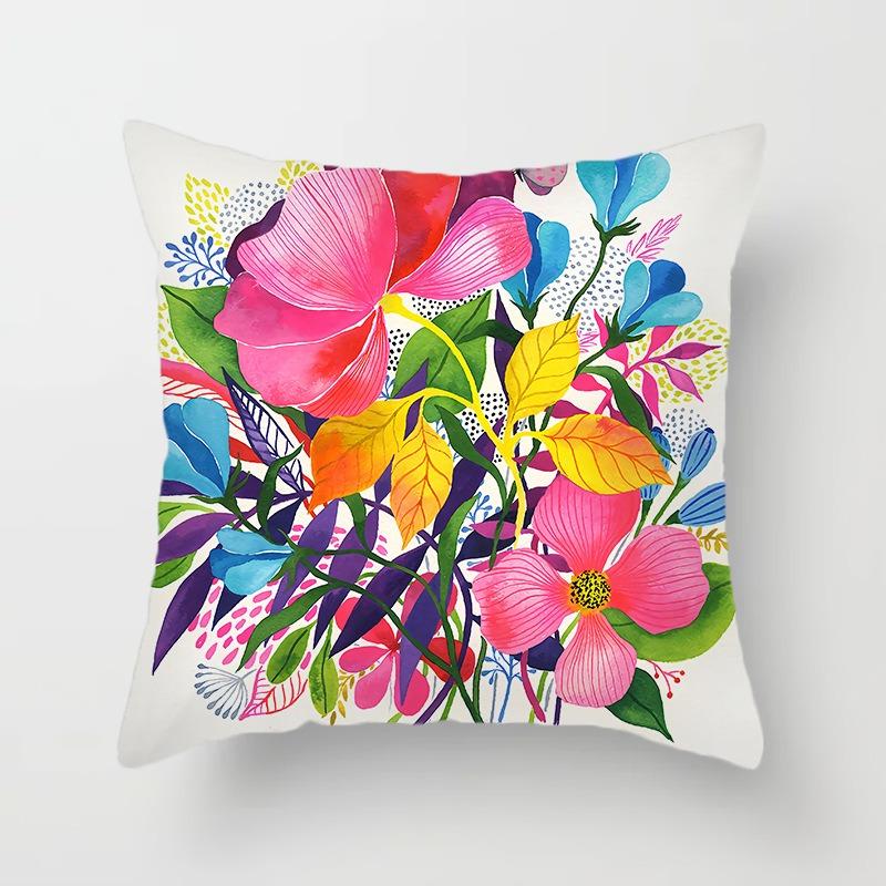 Juste de coussin colorée peinte d'art du monde, taie d'oreiller de luxe, décoration de bureau, décoration de la maison
