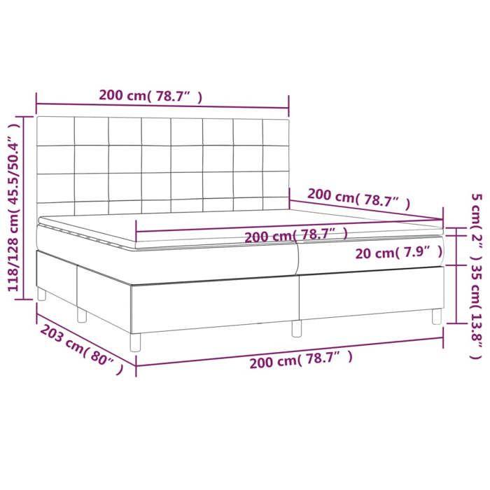 VidaXL Slat Bed Base with Mattress and LED, Upholstered Bed with Headboard, Double Bed, Adult Bedroom Bed, 3135463