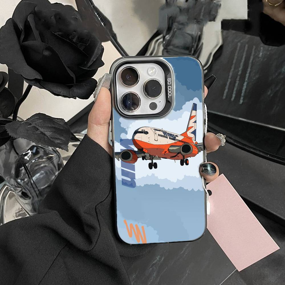 B-Graffiti Travel Airplane Pattern Phone Case For IPhone 16 17 15 14 12 13 Pro Max white Color Shockproof Cover