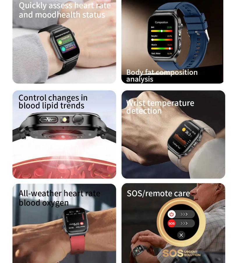 2026 Nuovo Smartwatch per Esame Fisico Micro Salutare ECG Acido Urico Lipidi Pressione Sanguigna Chiamata Bluetooth Smartwatch Per uomo