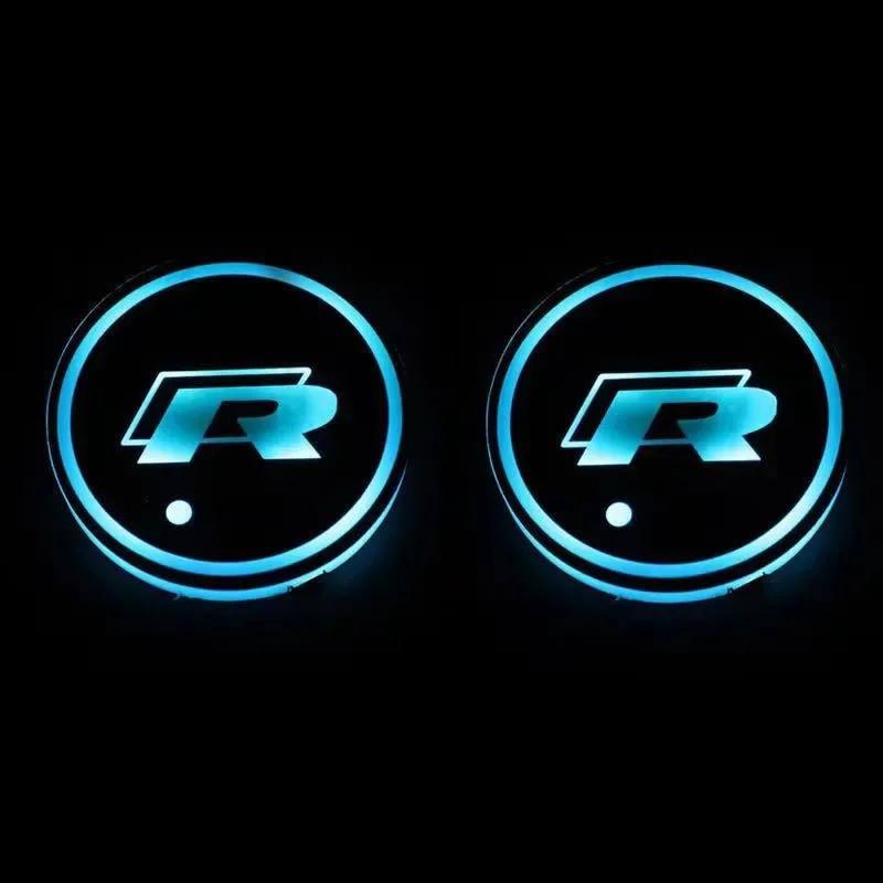

2025 Hot New 7 Color LED Car Cup Holder Light Luminous Coaster Water Cup Pad For VW Volkswagen Polo Jetta Golf Beetle CC GTI gol