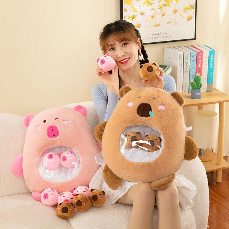 Kreativní polštářek na svačinu Kapybara Sáček se svačinkami Plyšová hračka panenka Kapybara polštářek