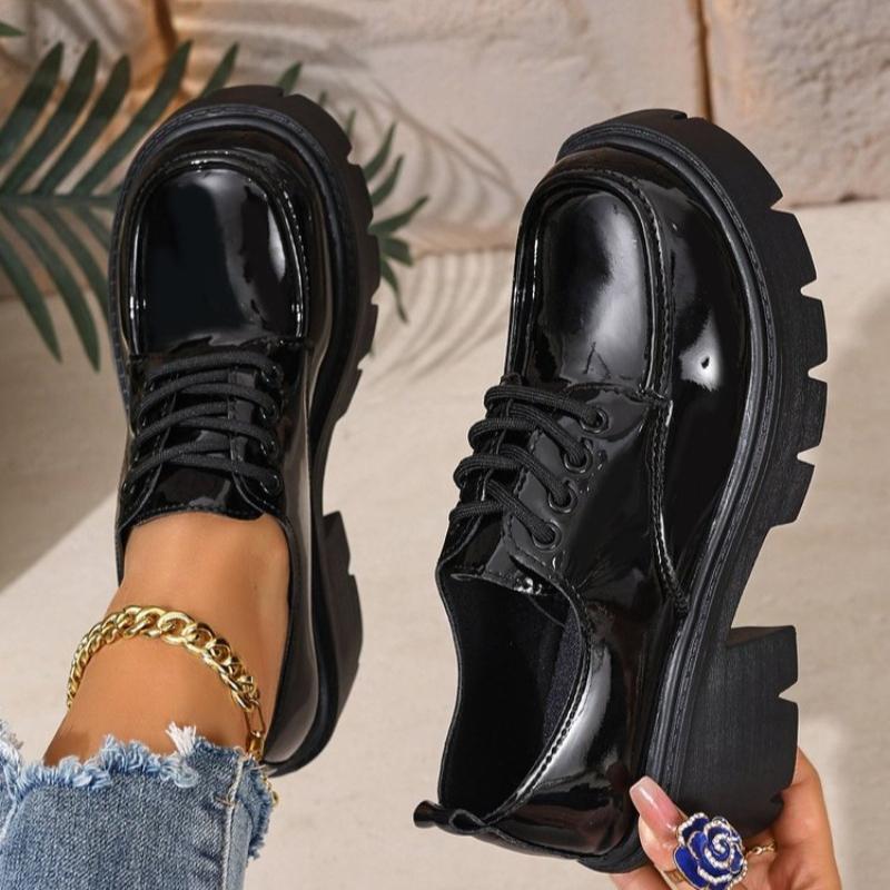 

Мода 2025 Новые Женские Весенние Черные Туфли на Плоской Платформе Женские Лоферы Слипоны Туфли-лодочки Дизайнерские Повседневные Кожаные Оксфорды 35