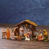 Christmas Manger Set Ornament Nativity Scene Decoration Christmas Nativity Scene Set with Resin Stable Led Star for Holiday