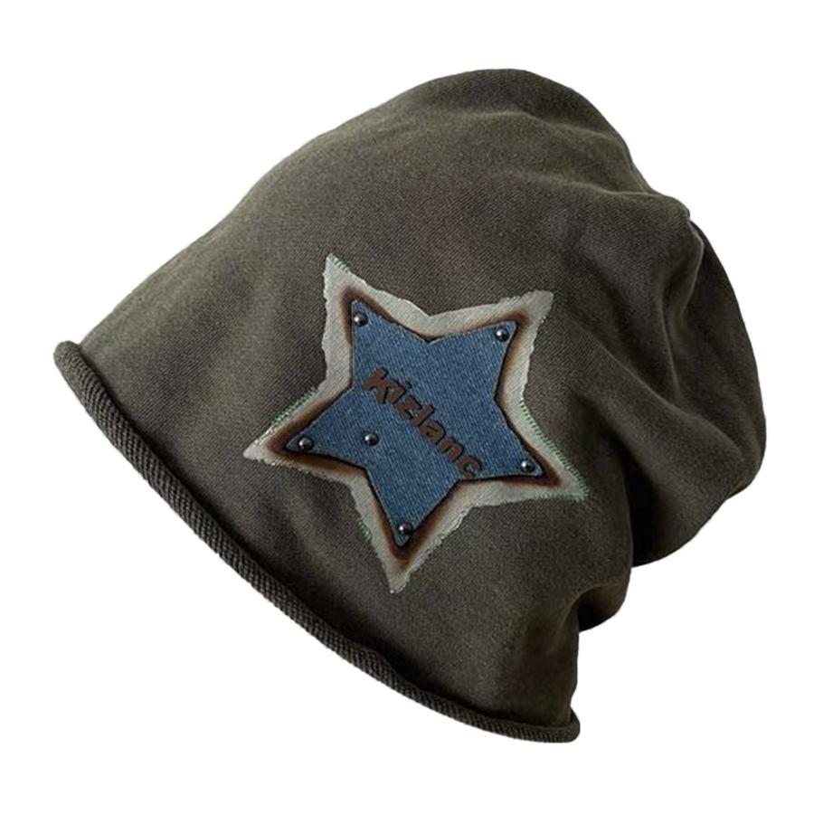 Design sense American retro star embroidery stack hat women's autumn and winter versatile lazy cold hat slack bag head hat