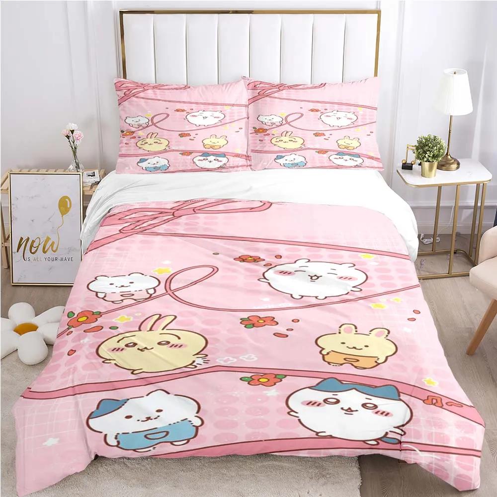 Cartoon Chiikawa Pattern Quilt Cover Pillowcase Two or Three Piece Multi Size Duvet Cover Bedding Sets Christmas Gift