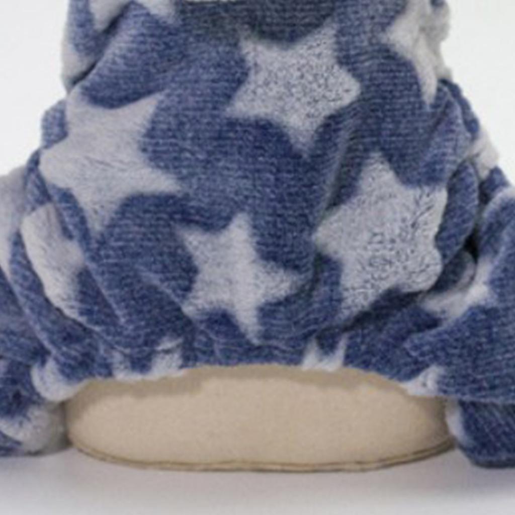 Dog Fleece Clothes Star Pattern 4 Legs Coral Fleece Puppy Hoodie for Autumn Winter Blue M