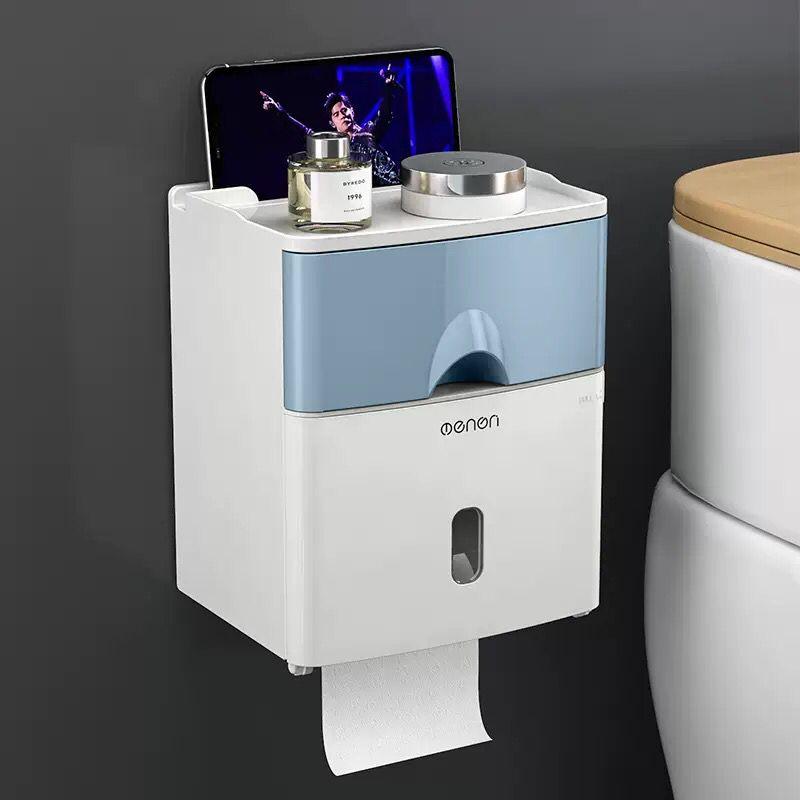 Toilet tissue box waterproof punch-free toilet paper toilet paper rack toilet wall-mounted paper box paper roll