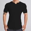 Men's Autumn Fitness Half Tight Short-Sleeve Striped Sports T-Shirt for Basketball & Running