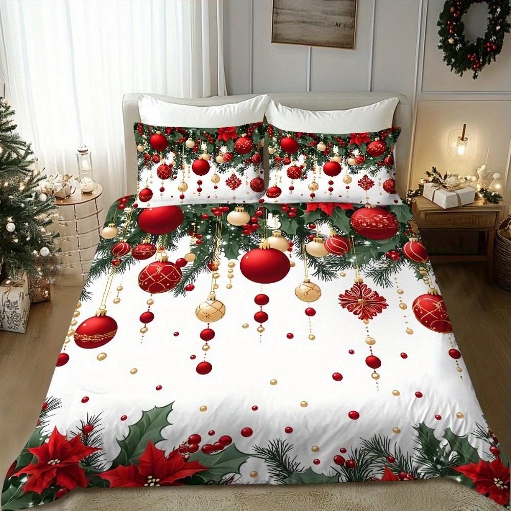2/3-piece Digital Printed Christmas-themed Bedding Set - Patterns of Santa Claus, Reindeer and Christmas Tree