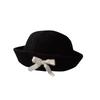 Bow Top Hat för Kvinnor Fransk Stil  Retro Ull  Ansiktsvisande  Liten Varm Bucket Hat