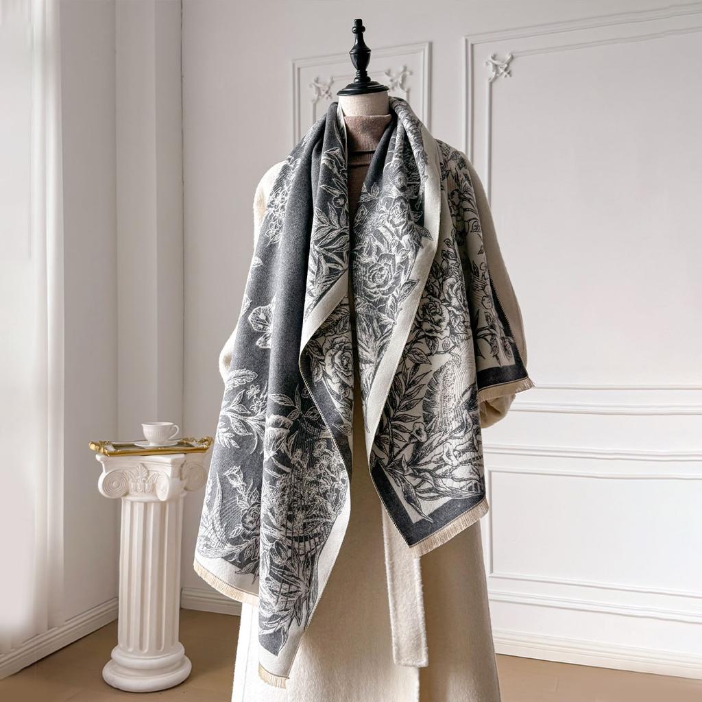 Winter Warm Luxury Scarf Women Pashmina Shawls Blanket Wraps Female Imitation Cashmere Foulard Bandana Thick Scarves Hijab